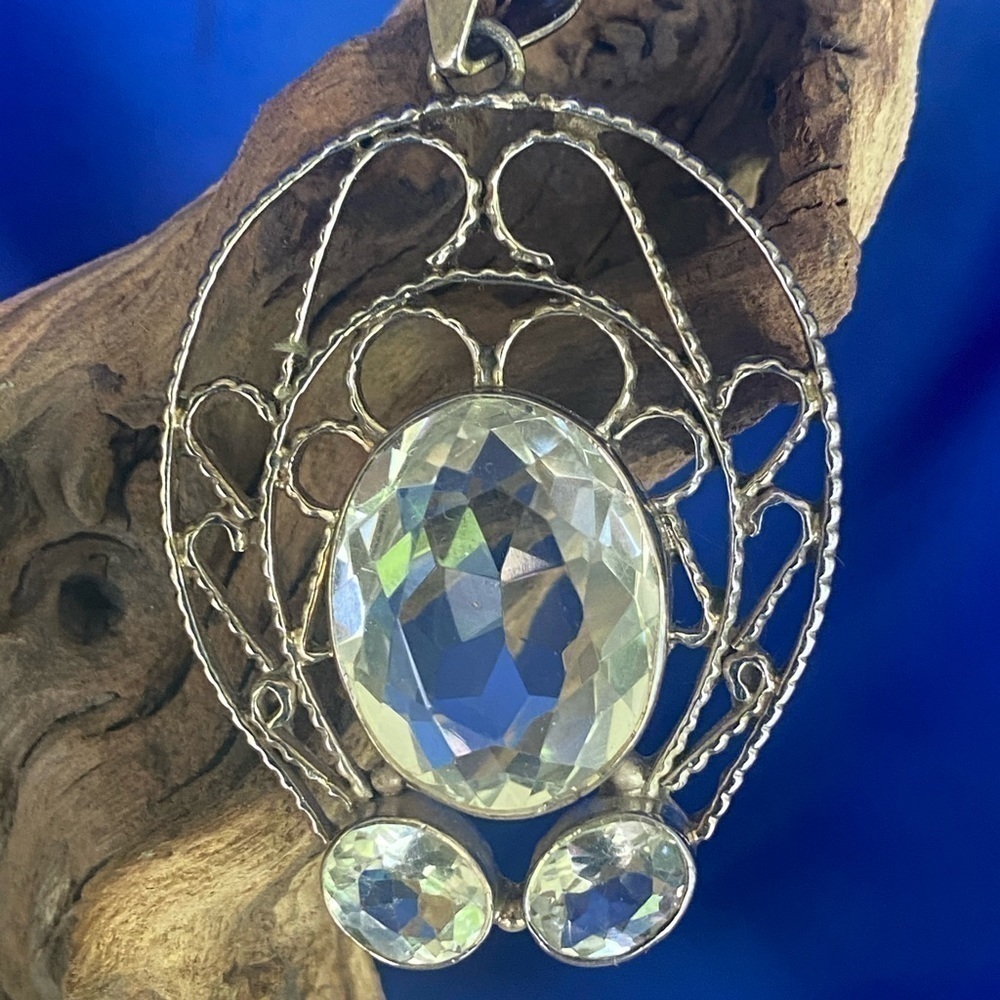 New 925 open scrollwork 58mm crystal pendant